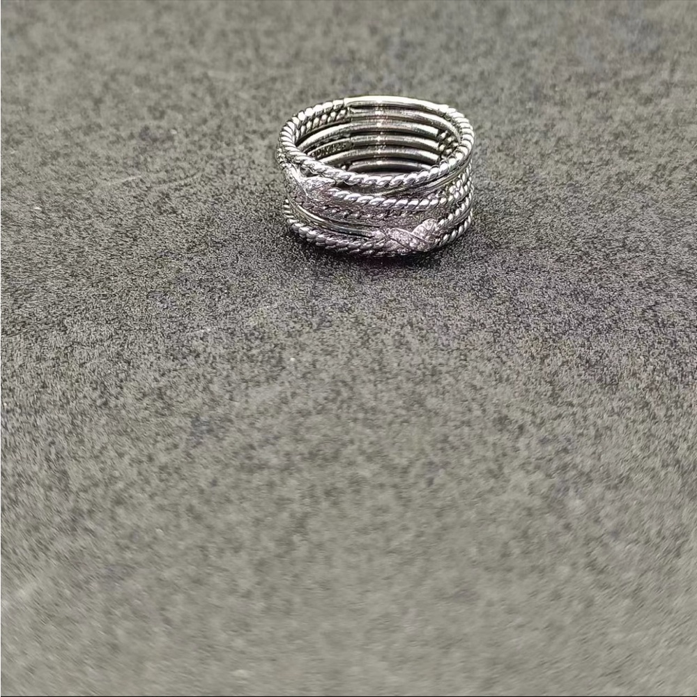 David Yurman Stackable Silver-Tone Twisted Rope Ring sz8 - Picture 5 of 8
